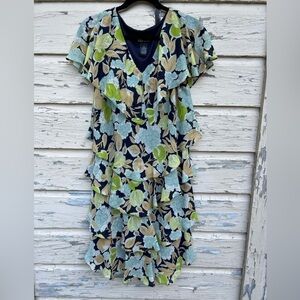 KS Collection 90s Y2K Fairycore Floral Tiered Flowy Friends Midi Sheer Dress 12